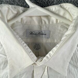 VTG Brooks Brothers Cotton Long Sleeve Button Up Shirt 17.5 34 USA Made White